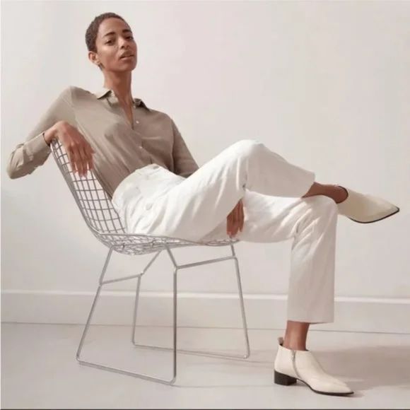 NEW Everlane Ankle Boot/ The Boss Bootie in Bone/ Italian Leather /Size 7.5 - Picture 2 of 10